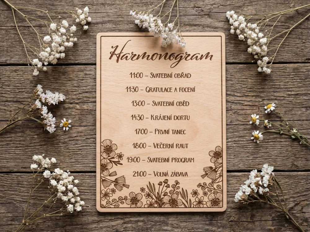 Dřevěný harmonogram "Luční kvítí"