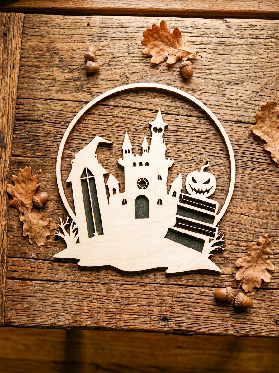 Dřevěná halloweenská dekorace na zeď