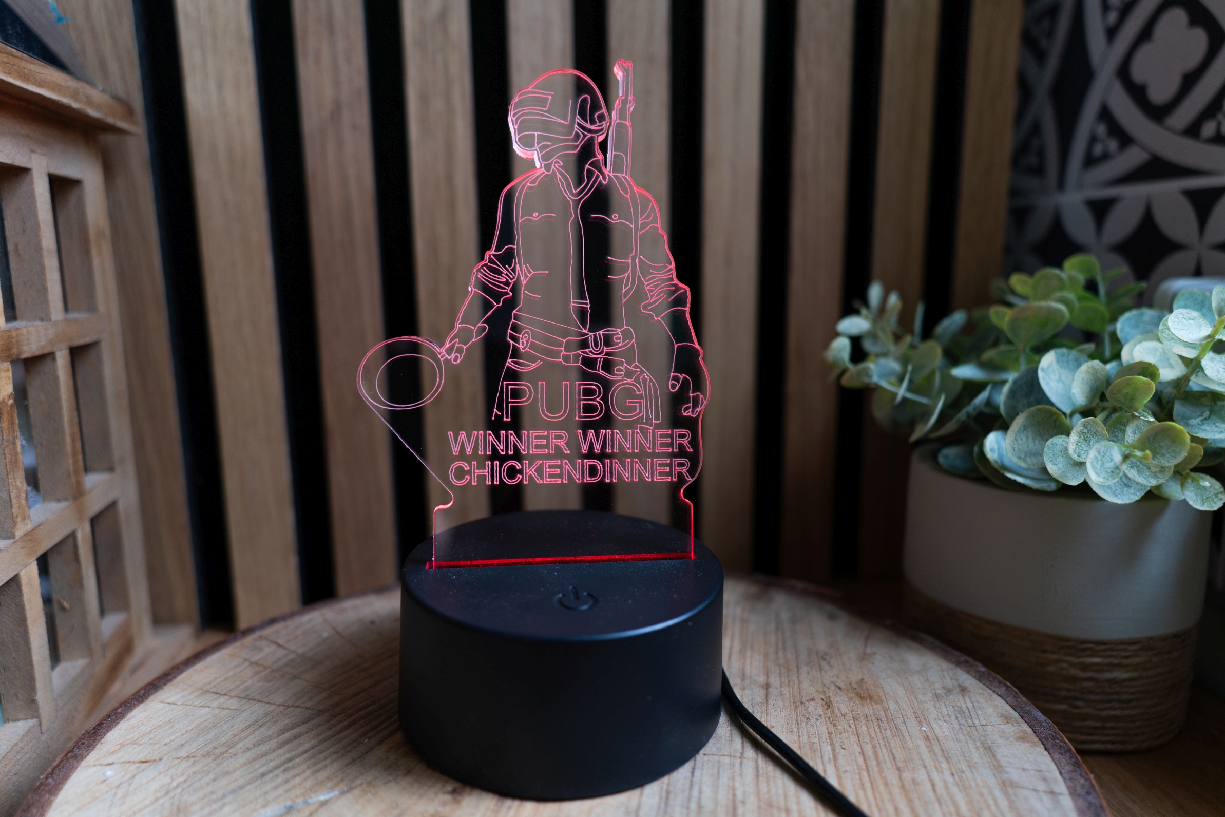 3D iluzivní LED lampa "PUBG Vítěz"