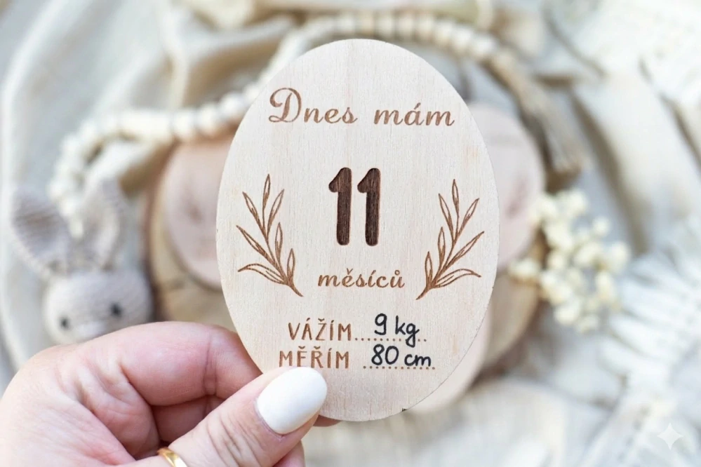Milníkové kartičky s údaji o růstu