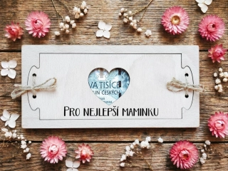 Dřevěné přání na peníze Srdce